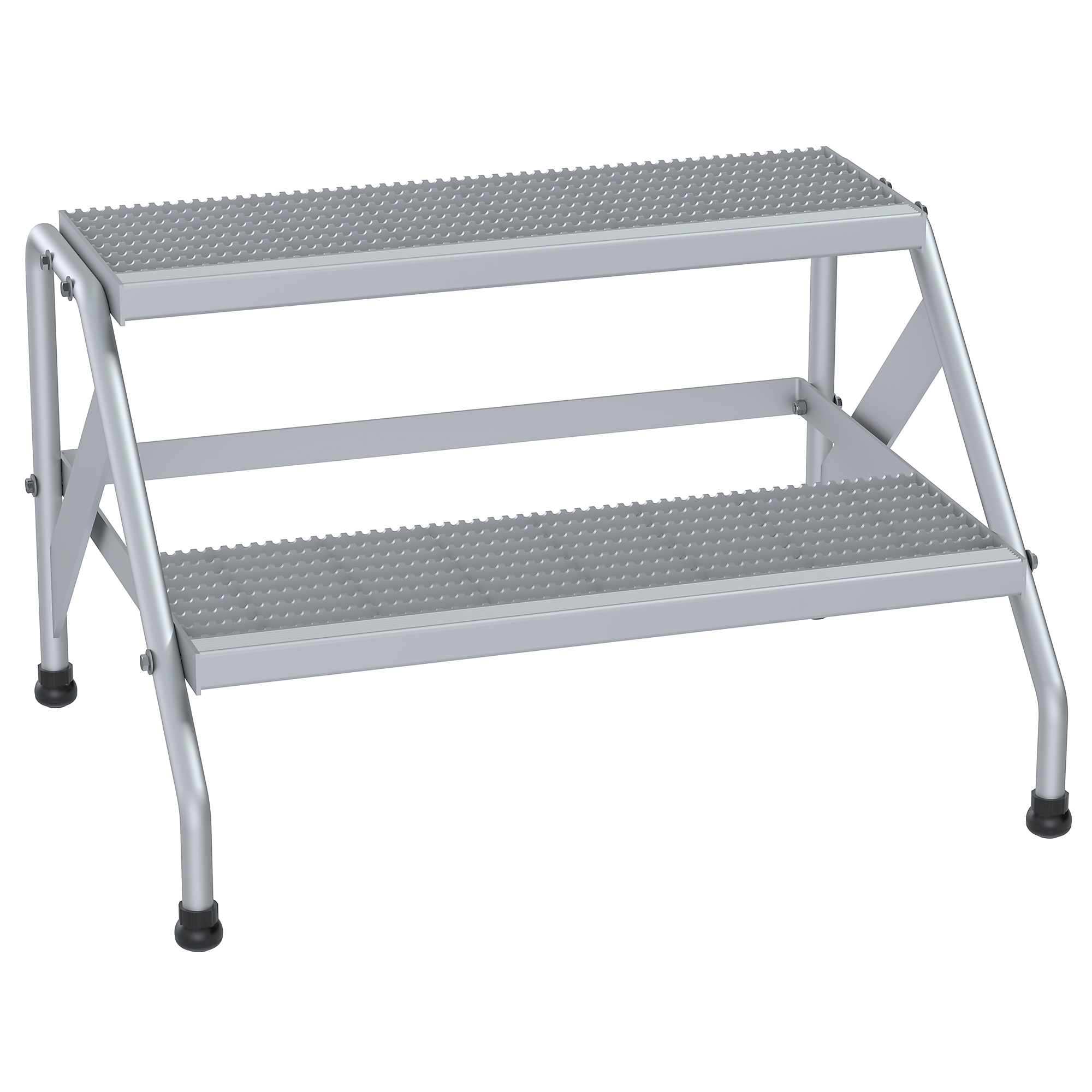 Vestil Aluminum Step Stand - 2 Steps, 20in. Wide, 500lb. Capacity, Serrated Surface, Model# SSA-2W-KD